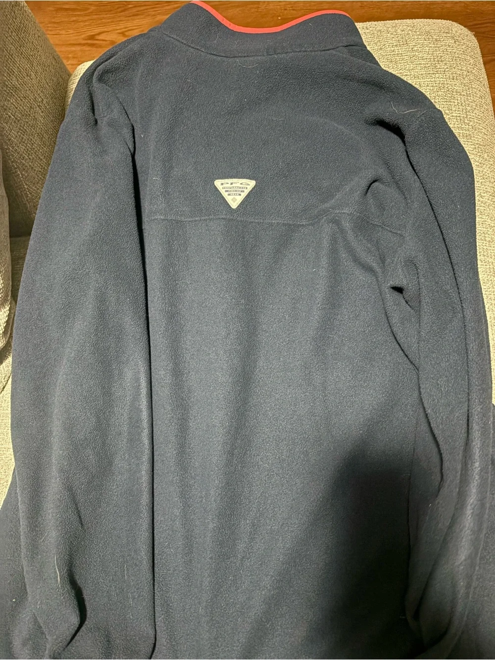Columbia Men's Navy V-Neck Pullover with Coral Trim